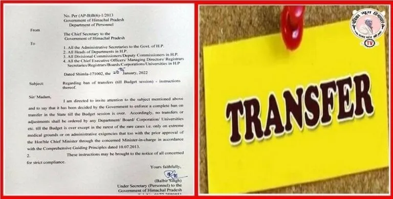Himachal Transfer: हिमाचल सरकार ने बदले 7 खंड विकास अधिकारी, निशांत शर्मा को मिला नादौन का कार्यभार